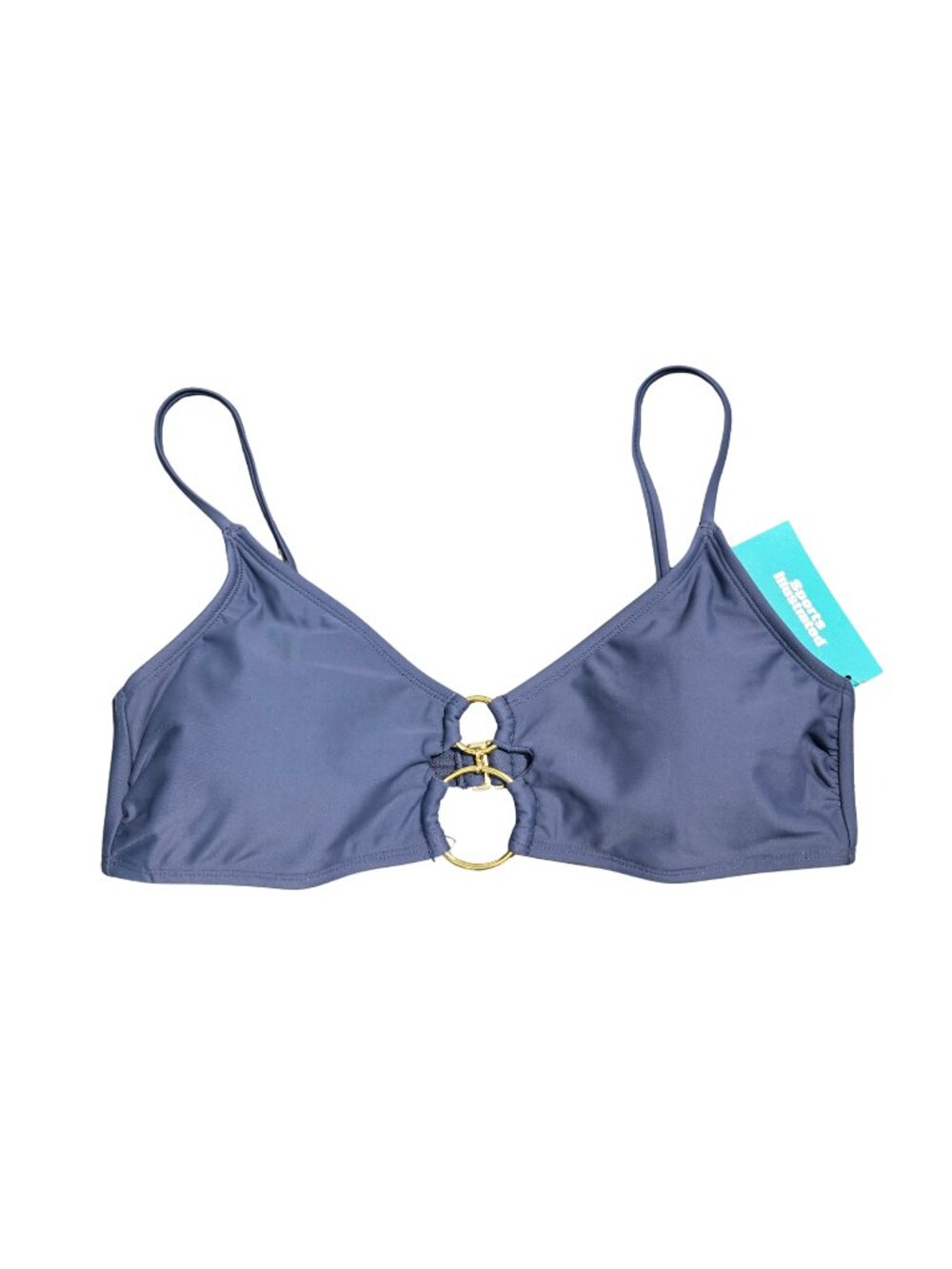 NWT | Sports Illustrated | Storm Blue Gold Ring V-Neck Bikini Top | XL